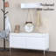 Ensemble de tablette de hall d'entrée murale avec crochets et banc de rangement, armoire à chaussures blanche moderne avec coussin et rangement fermé pour couloir, chambre à coucher ou vestibule