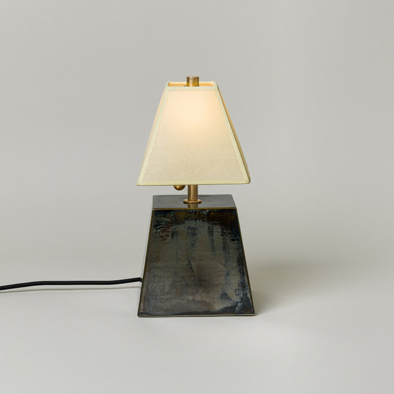Osen Table Lamp, Faint Green, Obsidian, 13.5" H x 7.5" W x 7.5" D