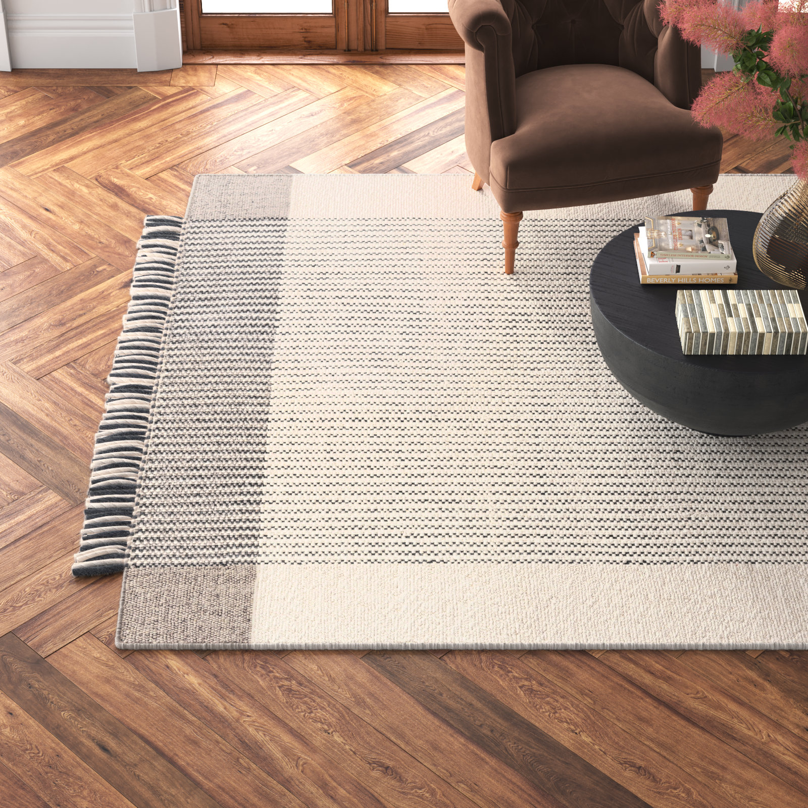 Tina Hand-Woven Striped Rug, Rectangle 5' x 7'6"