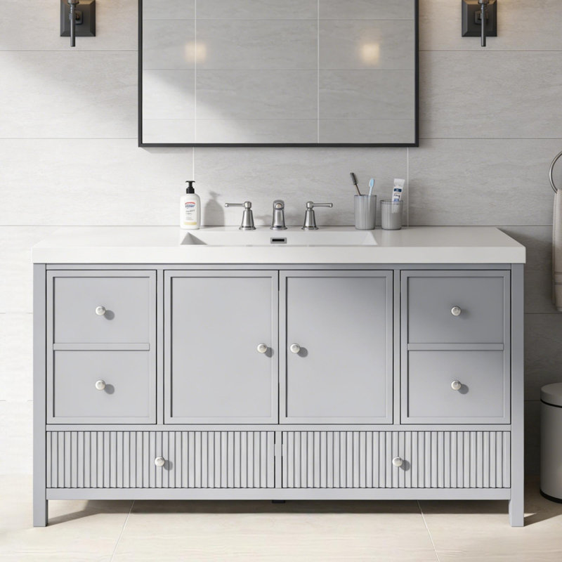 Meuble-lavabo classique américain, Bleu gris