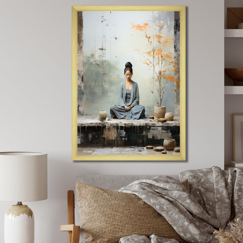 Yoga serein zen pastel II, H 20 po x l 12 po x P 1 po, Or
