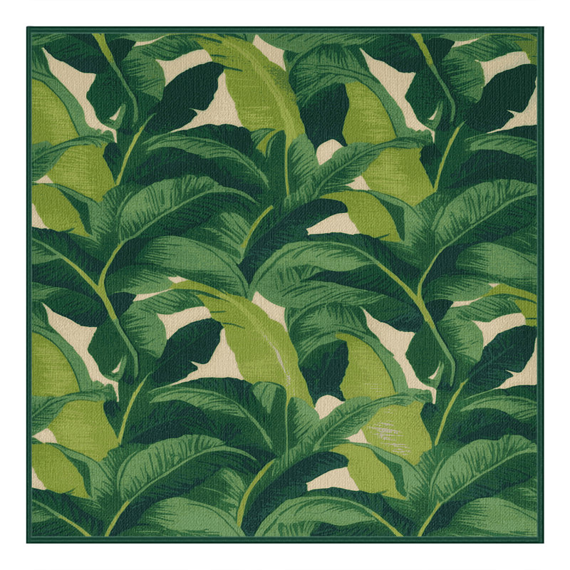  Tapis hawaïen lavable de bananiers, Carré 5 pi