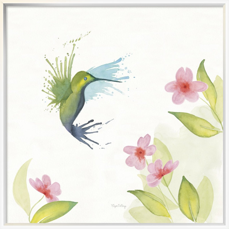 «Flit I», reproduction de peinture à l'aquarelle, H 31,5 po x l 31,5 po x P 1 po, Encadrement argenté, Aucun mat