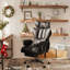 Ergonomic Reclining Swivel Office Chair, Faux Leather Adjustable Desk Chair with Footrest for Home Office-119965247