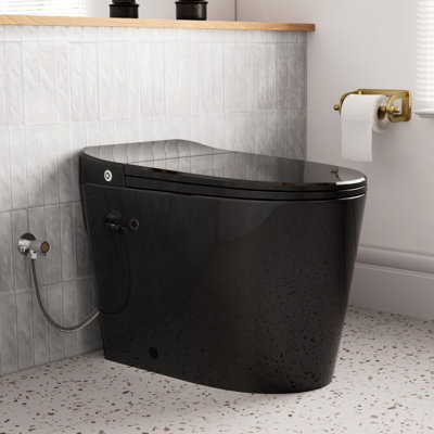 Toilette non électrique Los Flexi, toilette allongée sans réservoir, toilette une pièce pour la salle de bain, chasse d'eau à coup de pied de pied, hauteur de chaise ADA de 17,3 pouces avec chasse d'eau à pression d'air puissante, conception moderne, 1,0 GPF et 1000 g MaP, 12 po brut