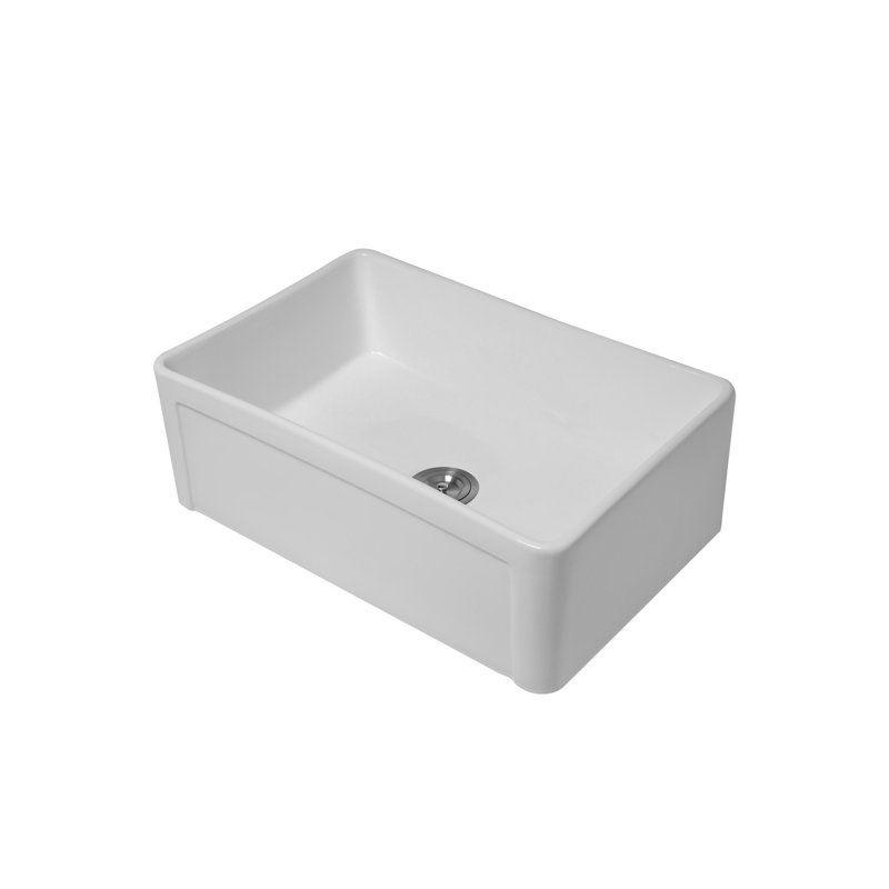 Évier de cuisine blanc en céramique, cuve simple en céramique à tablier frontal, 30 po x 20 po x 9 po | Idée de cadeau