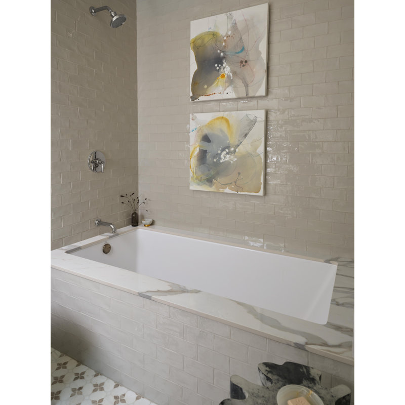 Lacey 60'' L Soaking Bathtub, White, Satin Chrome