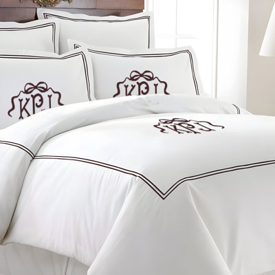 500TC Cotton Double Embroidery Sateen Solid Duvet Cover Set
