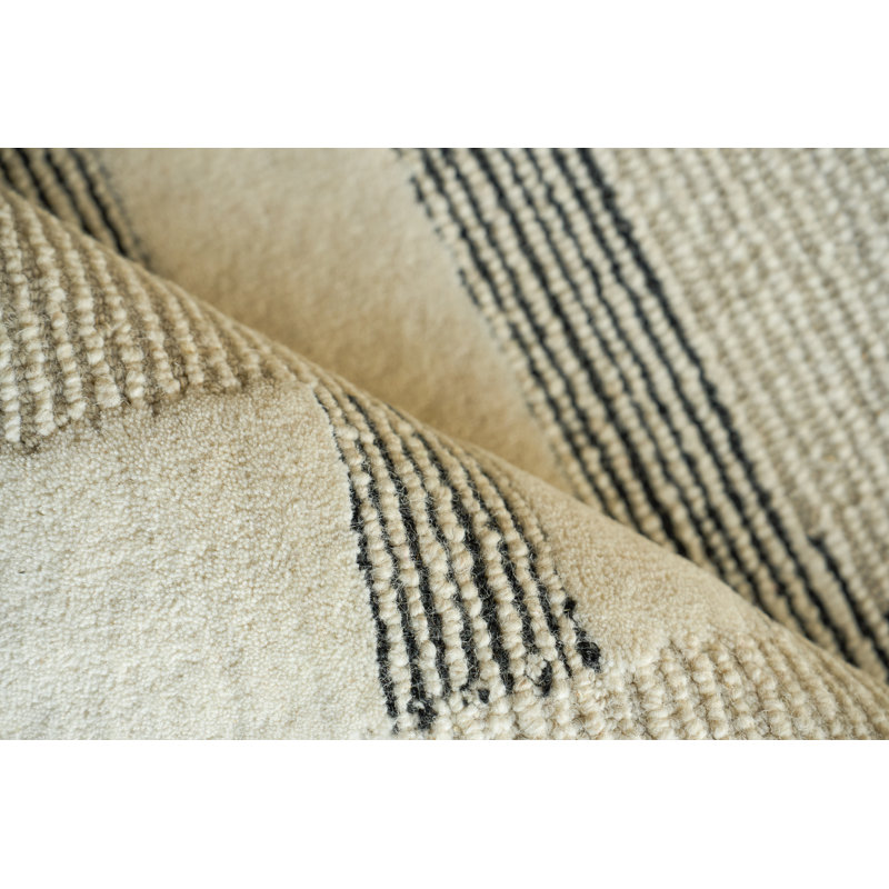 Janesko Hand Tufted New Zealand Wool Gray/Ivory Area Rug, 6'X9'