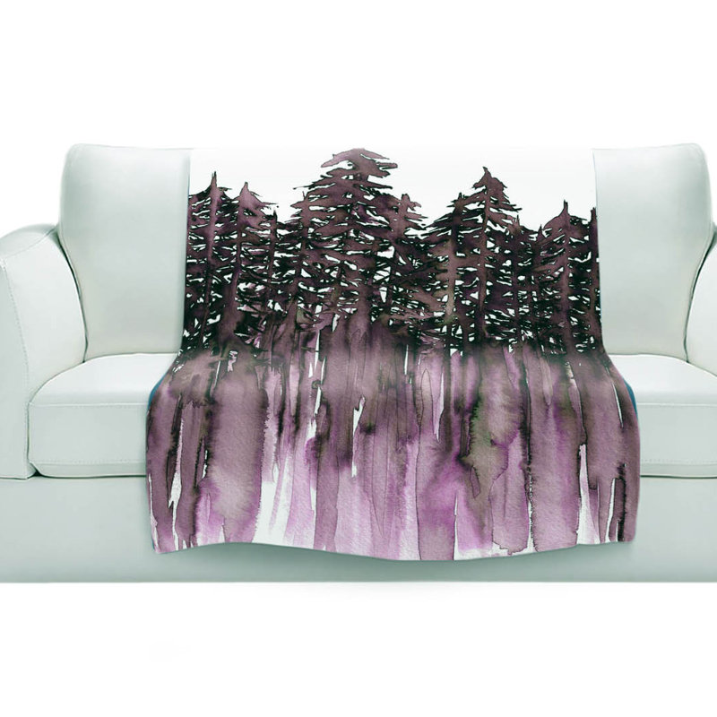 Couverture en sherpa doux en mauve forest trees, l 51 po x L 60 po