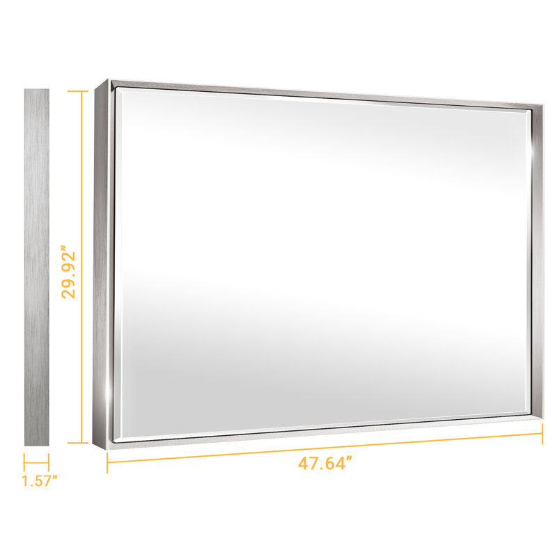 Miroir de salle de bain mural Lohoski, Argent, 30 po x 48 po