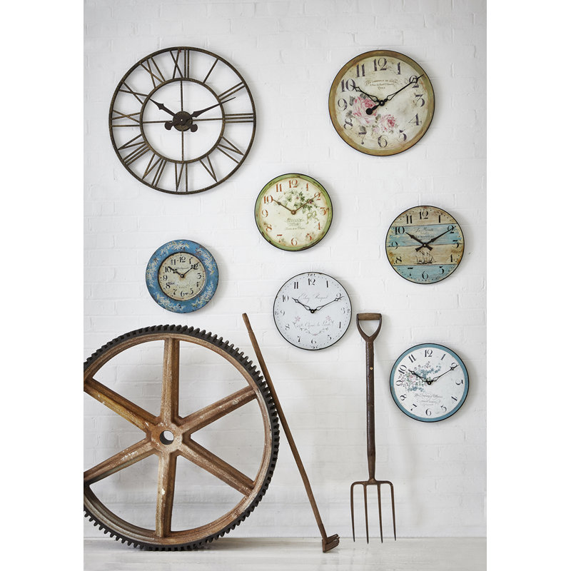 Tin Wall Clock, Lily of the Valley Design - 36cm