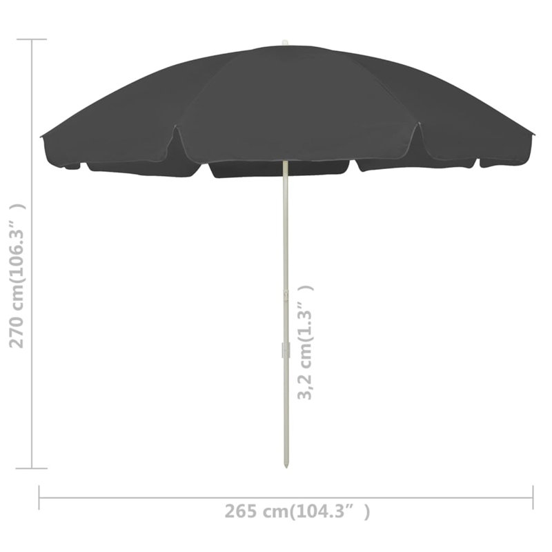 Parasol de plage Jattin, Gris foncé,  L 104,3 po x H 106,3 po