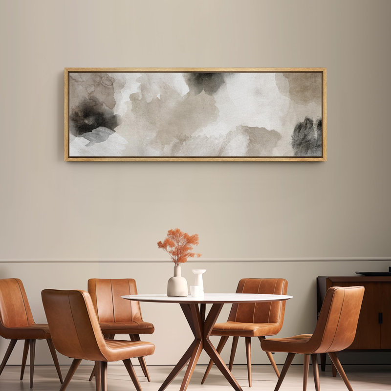 Aquarelle neutre, tons de terre abstraits, art moderne minimaliste, H 20 po x l 60 po, Naturel