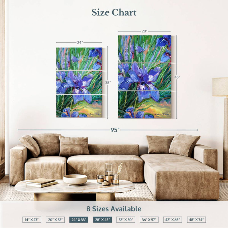Fleurs d'iris II, H 38 po x l 24 po
