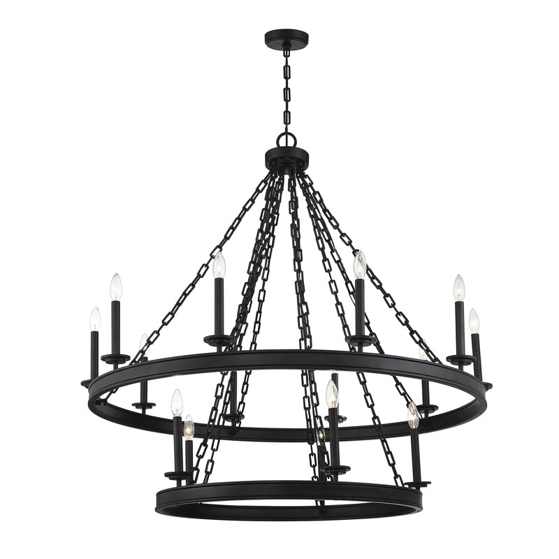Hanae 15 - Light Dimmable Tiered Chandelier, Matte Black