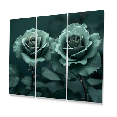 «Green Nocturnal Nirvana Roses» - ensemble d'art mural roses
