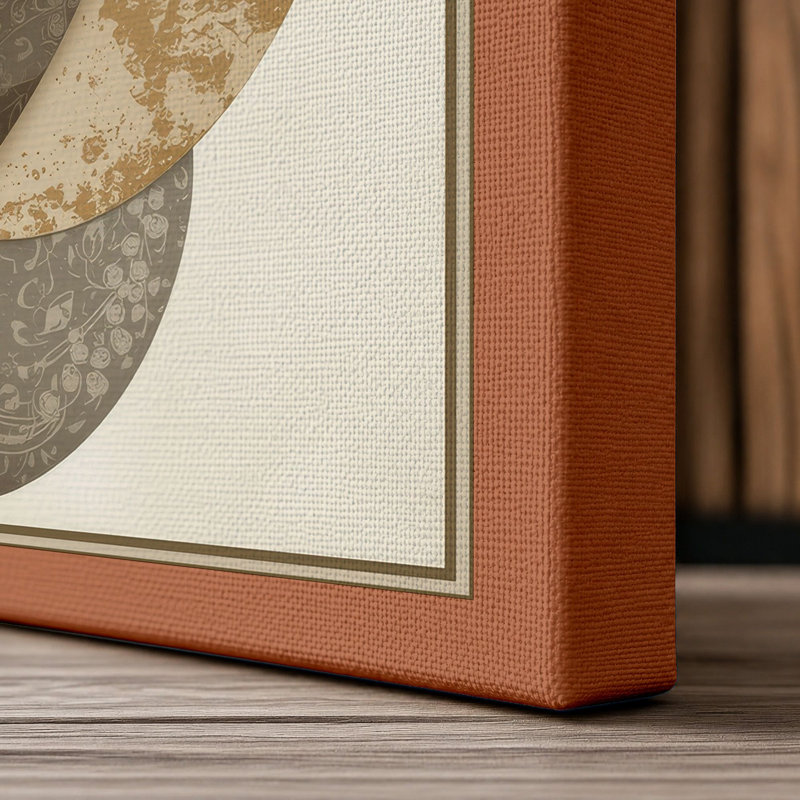 Lotus and Leaves Botanical - Wrapped Canvas, 36x24 - 91.4 x 61.0 cm, Terracotta Border