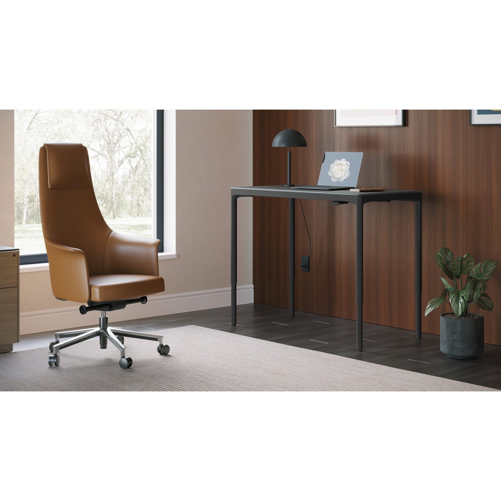 Luma Office - Lift Desk, 27 " H x 48" W x 24" D, Black