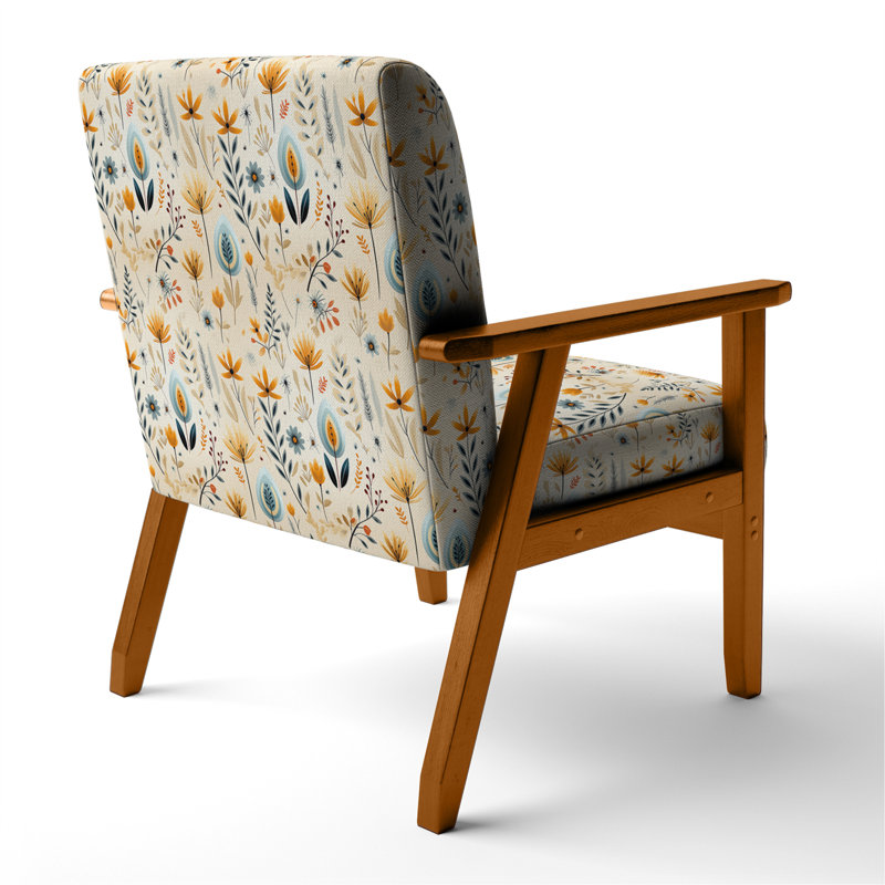 Fauteuil d'appoint rembourré Boho, Accoudoirs carrés bruns