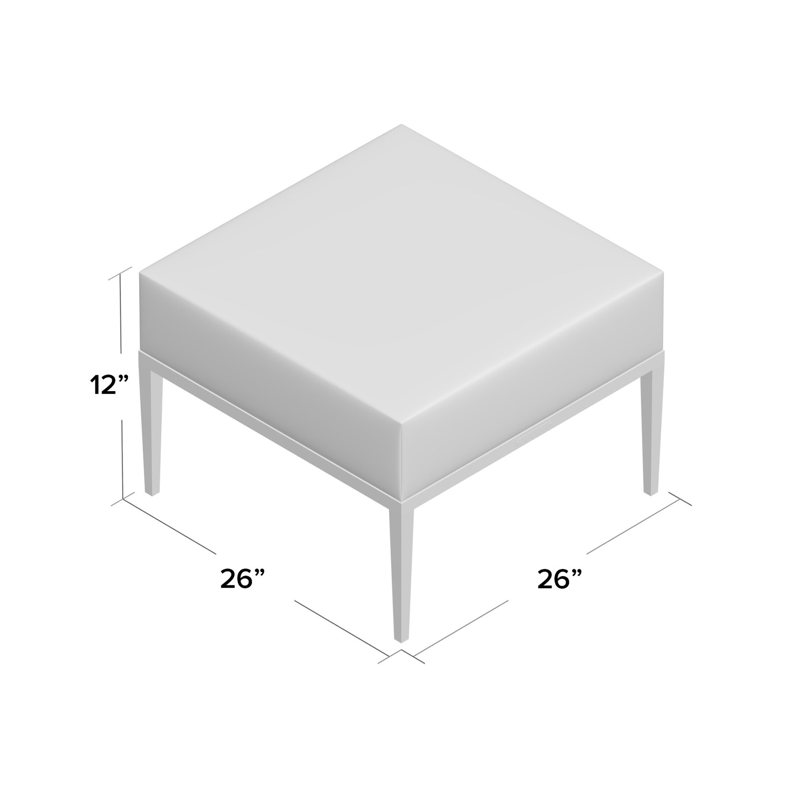 Elegante Patio Footstool, Rollo Chambray, Welt, Chalk 
