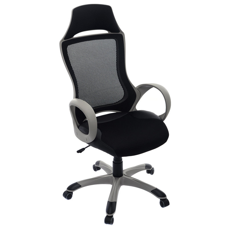 Symple Stuff Cotton and Mesh Gaming Chair, Black/Grey