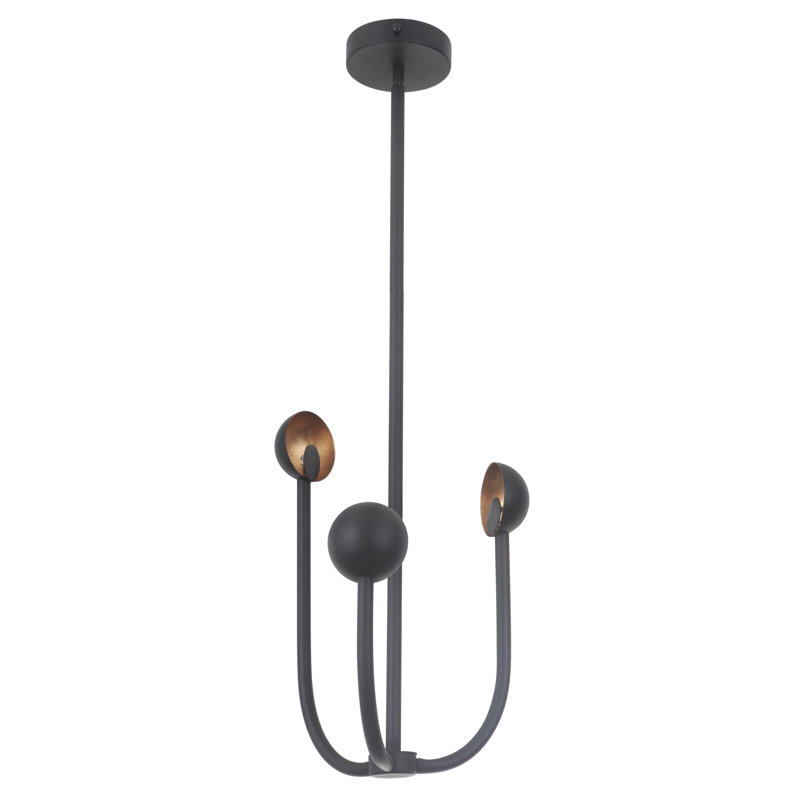Lustre géométrique unique à 3 lumières Keeter, Noir