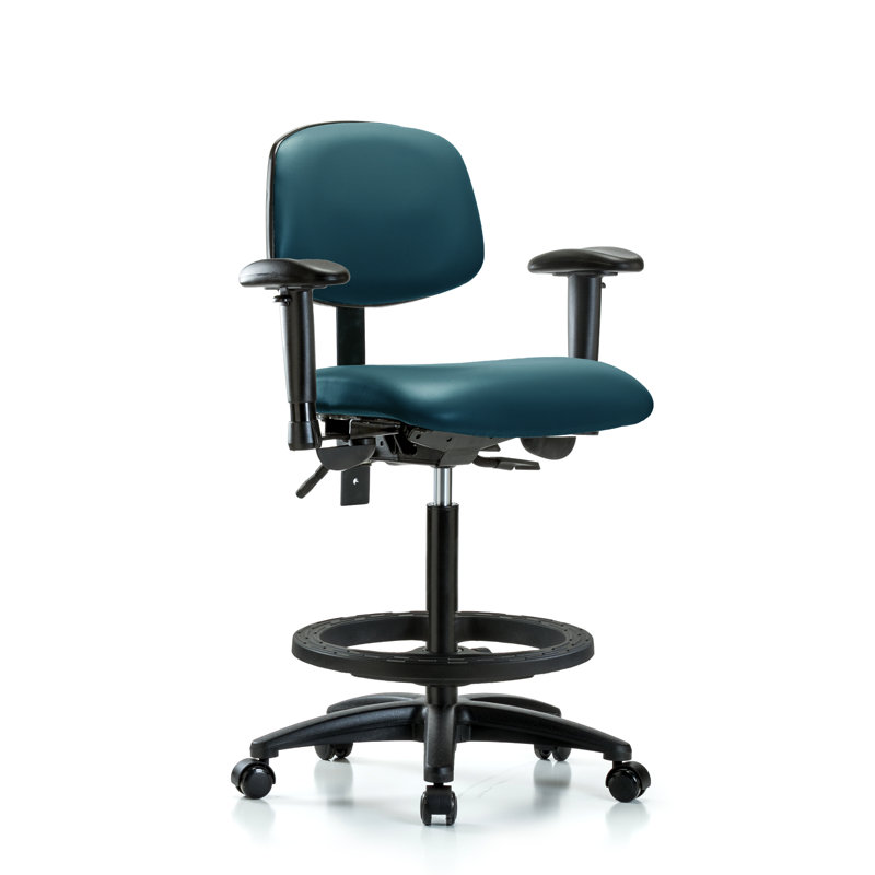 Chaise de travail ergonomique Lanice, Bleu marine, Roulettes, Oui