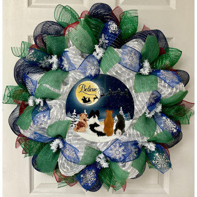 Christmas Wreath Dogs Believe In Santa Too