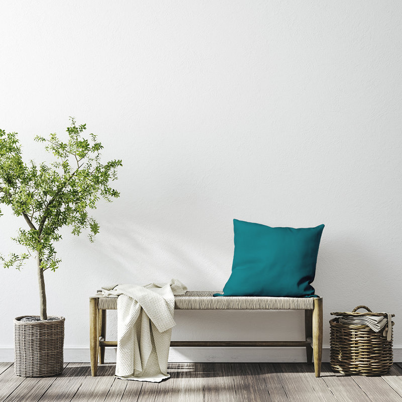 Housse de coussin Ajibola, Bleu lac, 26 po x 26 po, Polyester/ bourre en polyester