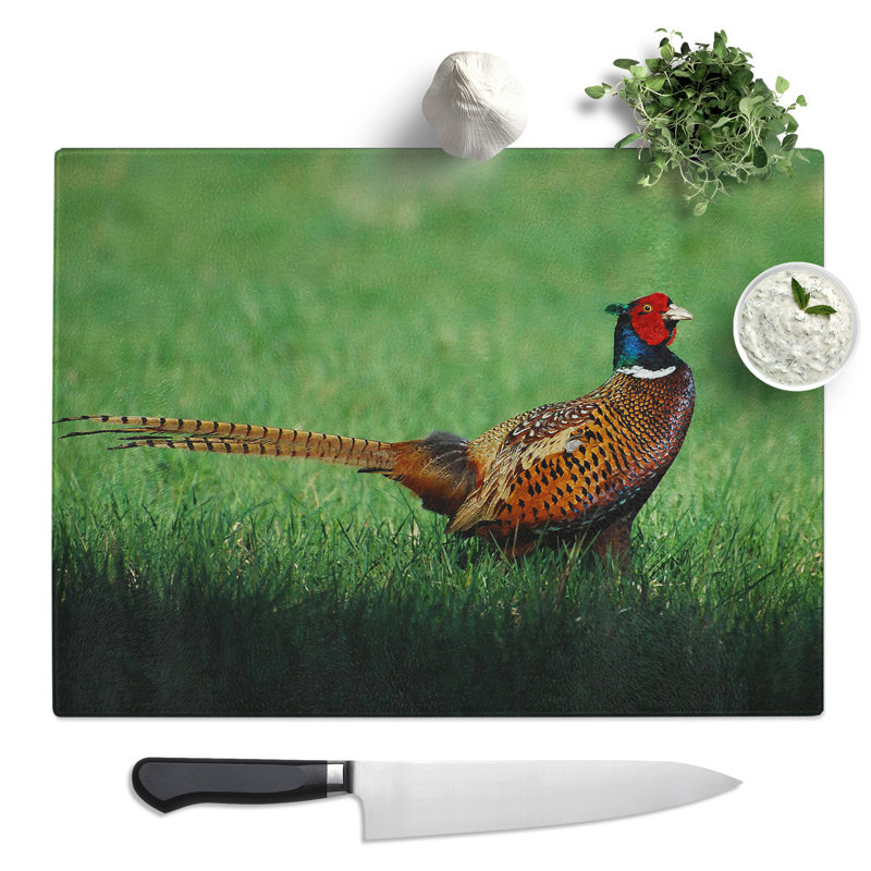 Pheasant Bird  Glass Chopping Board