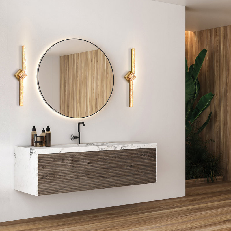 Éclairage pour meuble-lavabo à DEL intégré en laiton 33 po Contour, Laiton