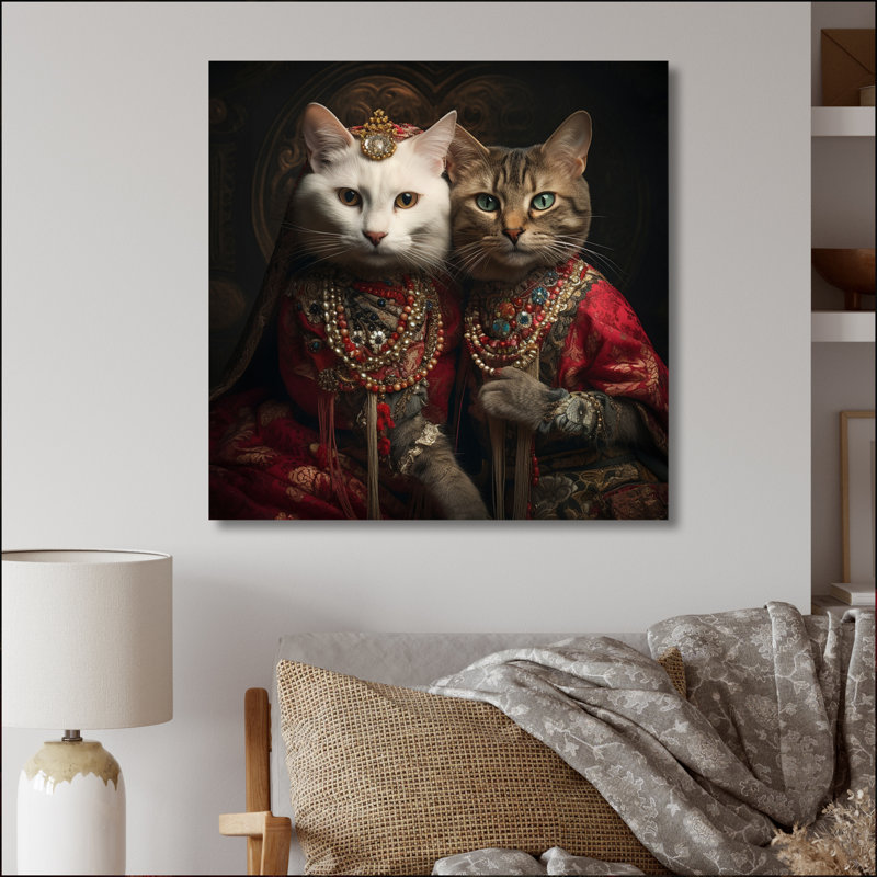 Chats en mode rétro I - Imprimé, H 24 po x l 24 po x P 1 po, Toile tendue