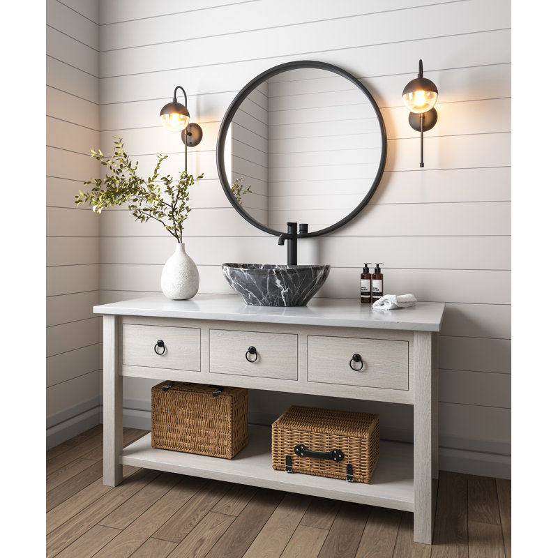 DeerValley Horizon Oval Vitreous China Vessel Bathroom Sink, Black, 16" H x 13" W x 4.53" D