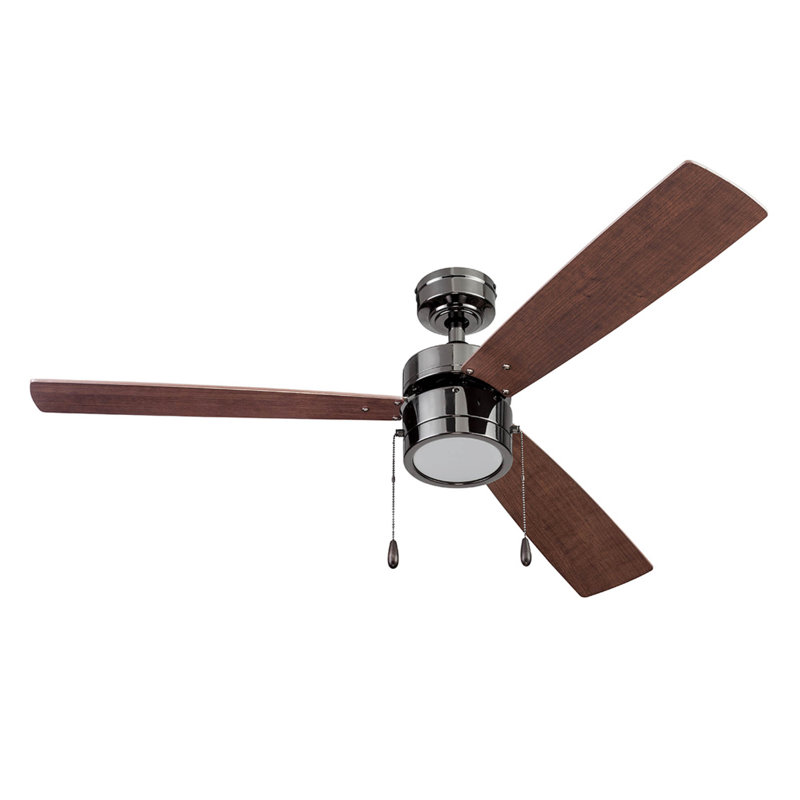 Madrona 52'' Ceiling Fan with LED Light, Matte Black, Oak