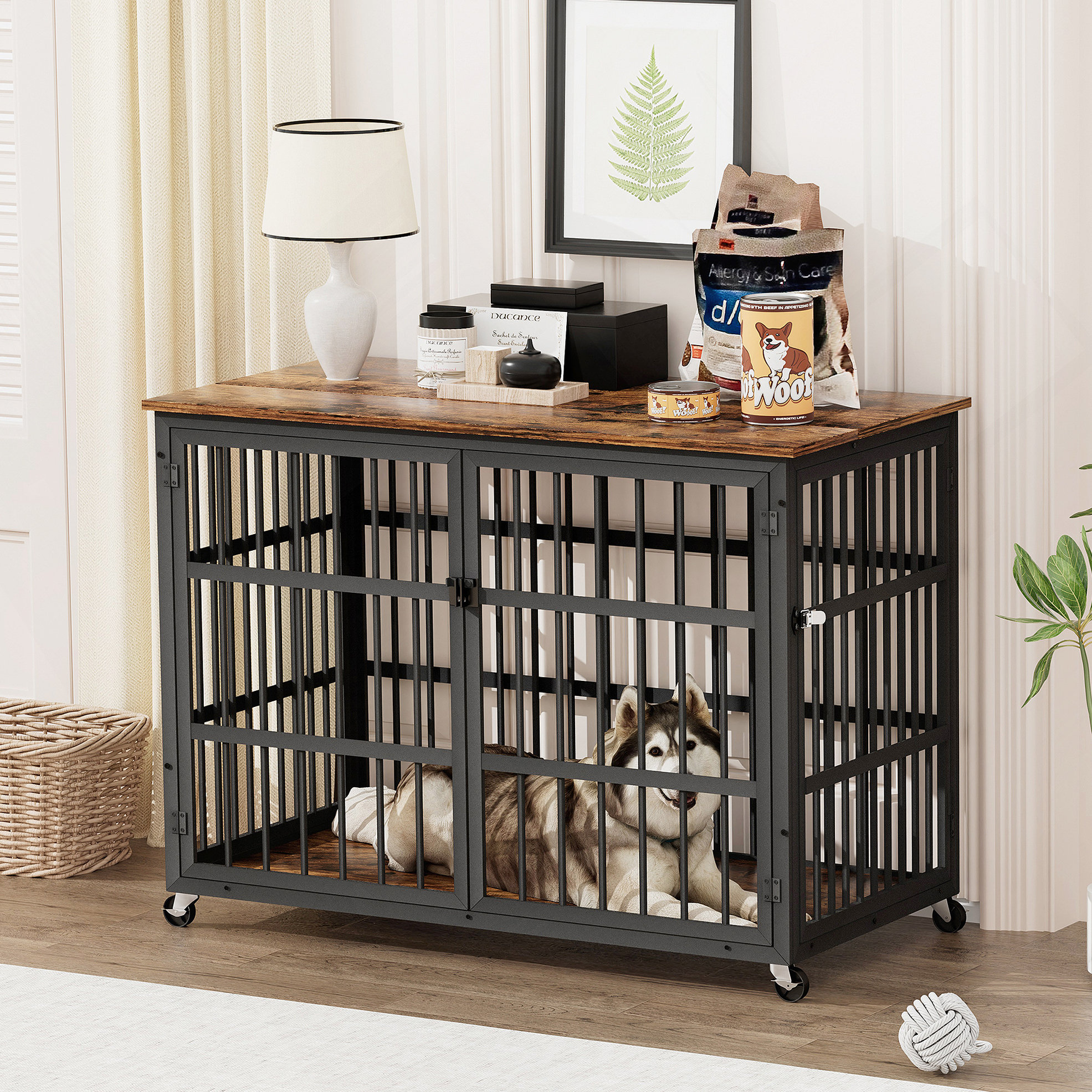 Illustration of Crate Dog House With Radio