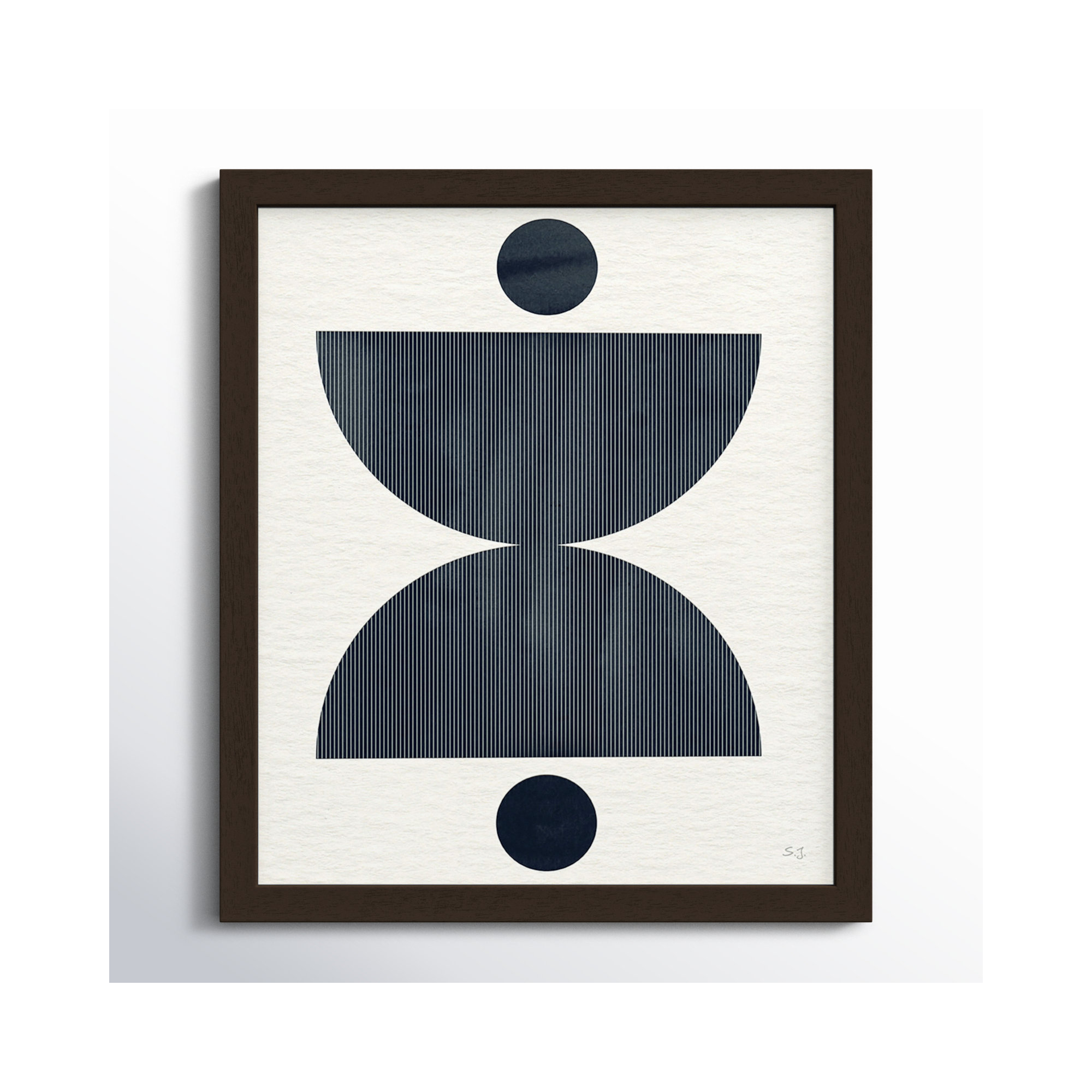 Eclipse II by Susan Jill, Open Grain Walnut Framed, 15" H x 13" W x 0.75" D