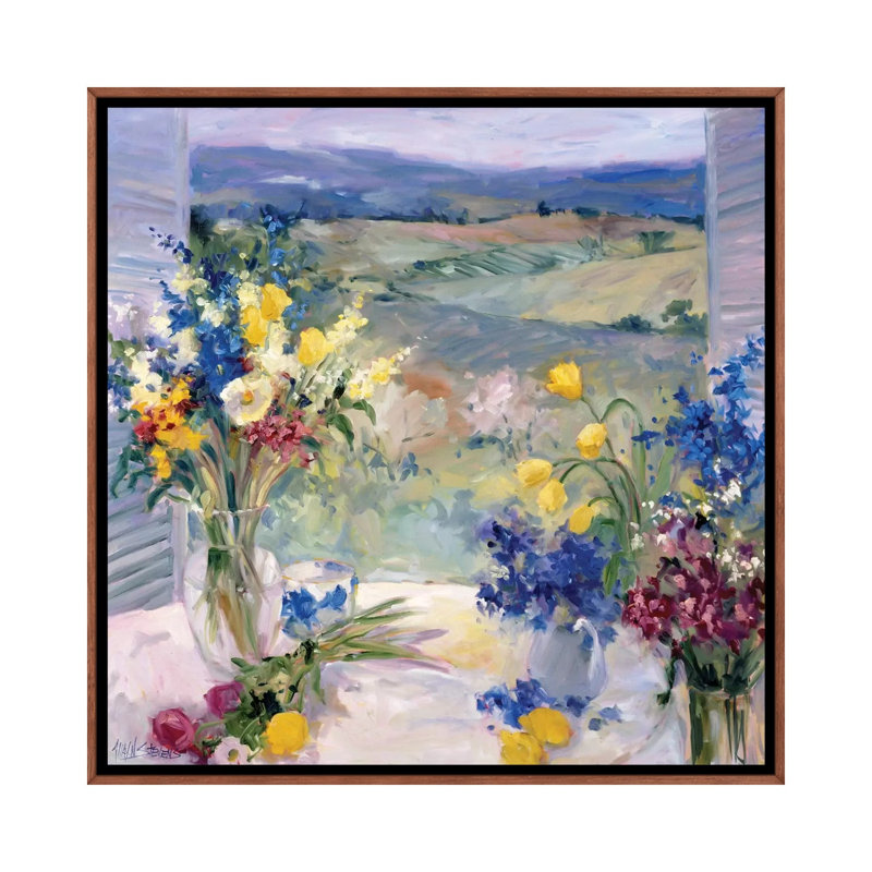 «Tuscany Floral» par Allayn Stevens, reproduction d'art, H 12 po x l 12 po x P 1 po, Cadre bois classique