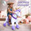 Jouet PonyCycle Ride on Unicorn pour enfants de 7 ans et plus, taille 5, peluche mauve, licorne avec frein à main, sans piles, capacité de poids de 176 lb