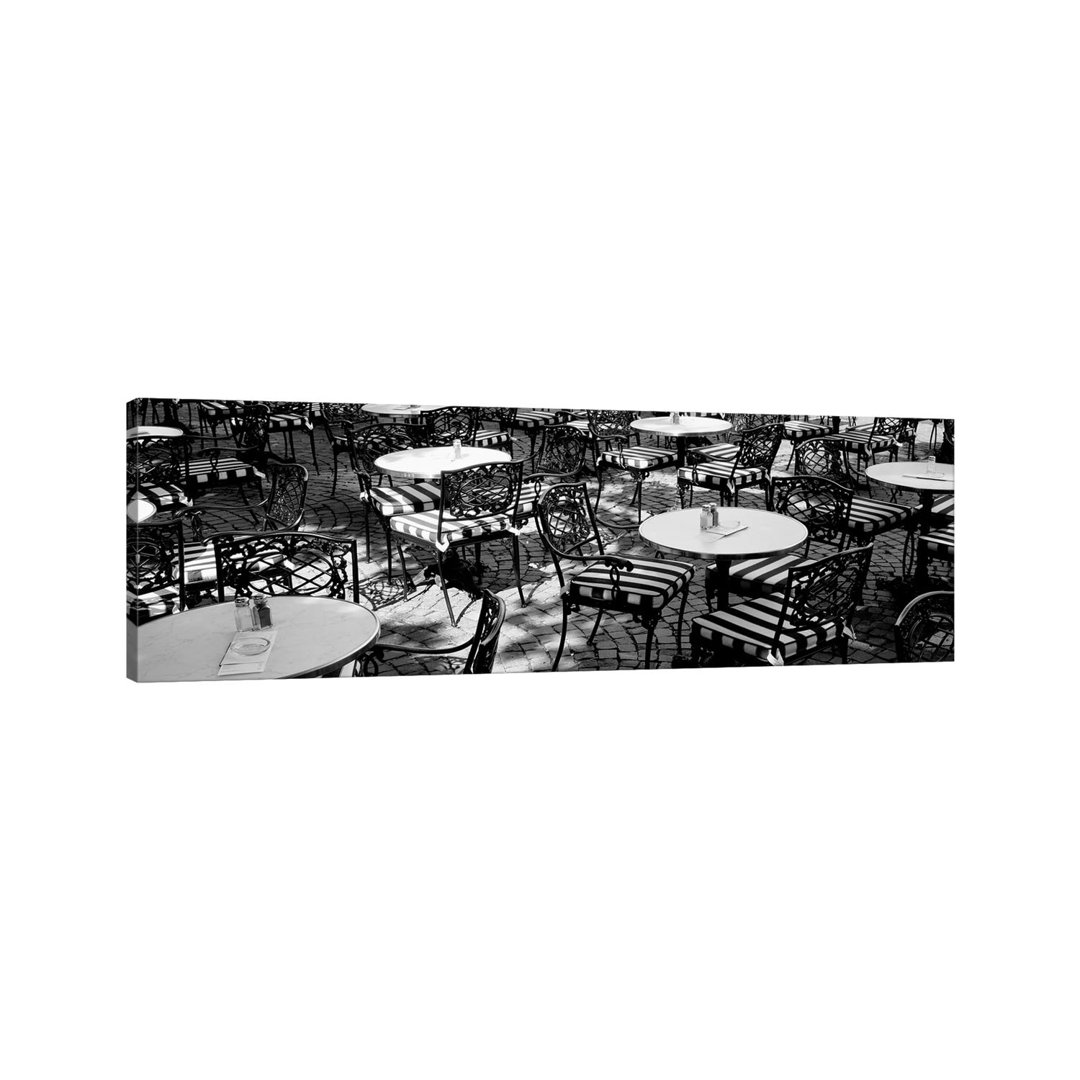 Street Cafe, Frankfurt, Germany - Wrapped Canvas Panoramic Print