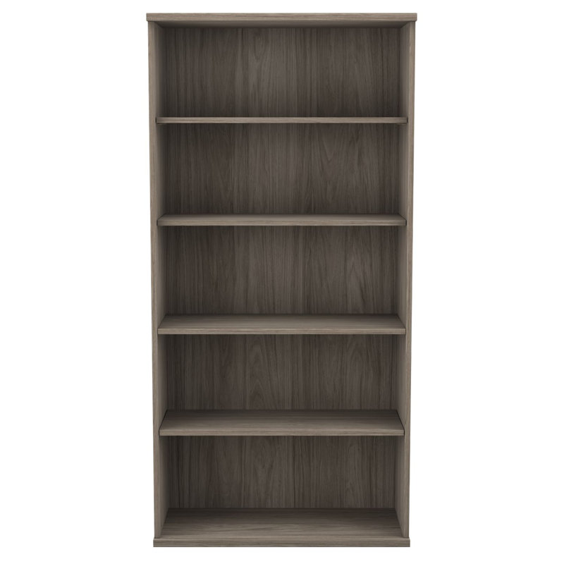 Bush Business Furniture Hybrid Tall 5 Shelf Bookcase, Modern Hickory