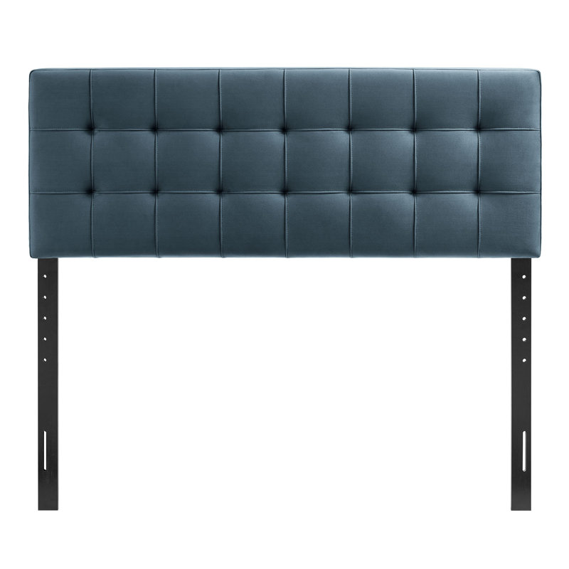 Tête de lit double en velours Peyton Performance, Lit double, Bleu cadet