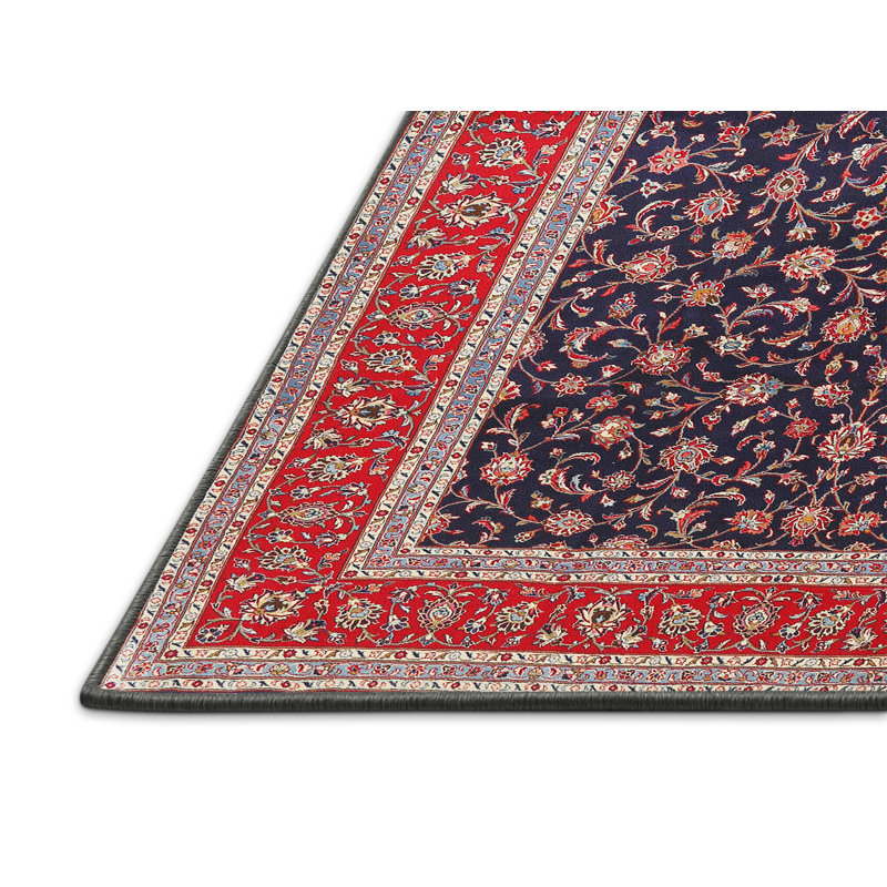 Tapis rouge/beige/noir traditionnel, Rectangle 5 pi x 7 pi