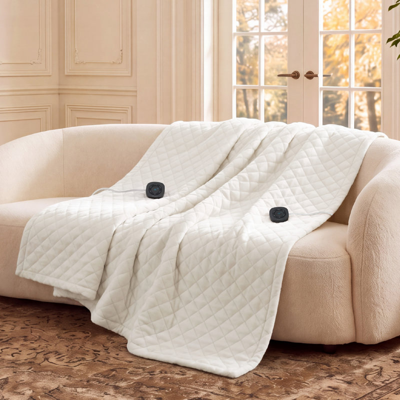 Couverture chauffante matelassée Cozy Winter Collection, Très grand lit, Crème, crème