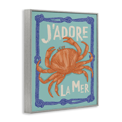  J'adore La Mer Crab Giclee Art by Lisa Perry Whitebutton