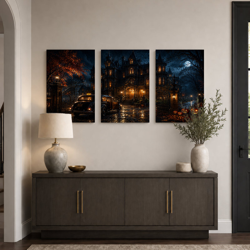 Ensemble de 3 toiles d'art gothiques, H 30 po x l 20 po x 3 pièces