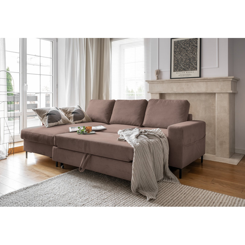 Lofty Lilly 4 seater Corner Sofa Bed, Taupe, Left Hand Facing