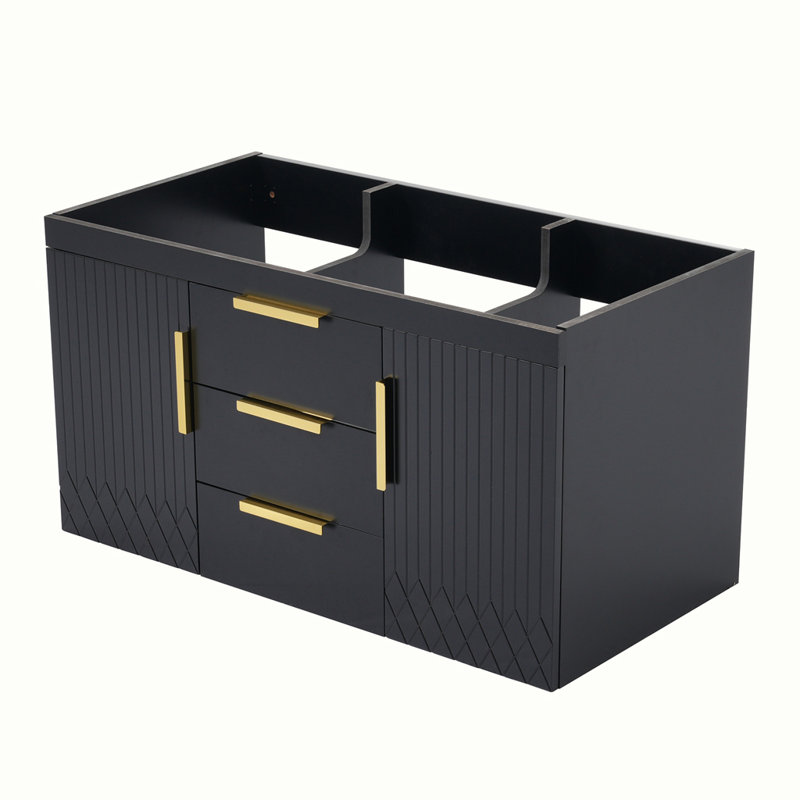 Wall Mounted Bathroom Vanity without Sink, Black