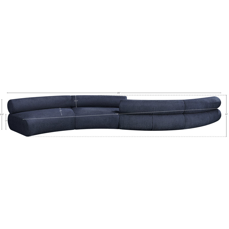 Bale 202" Upholstered Sectional, Navy Chenille Fabric