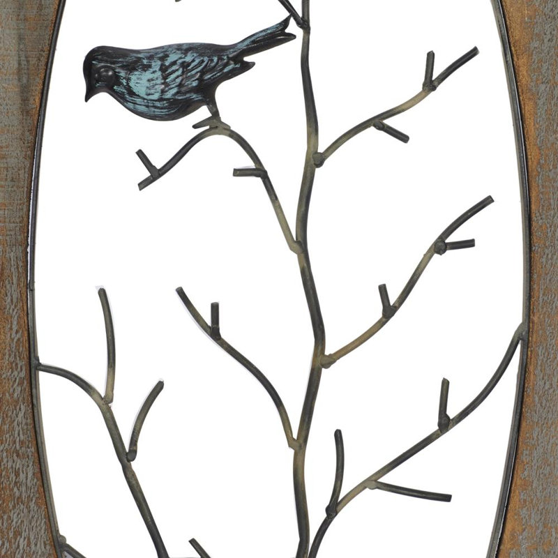 Wood Bird Brown Wall Decor with Tree Branches